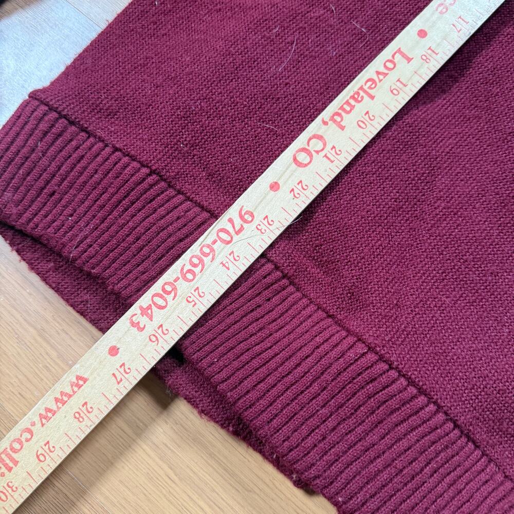 Men's Vintage 1980's Wine Red Maroon Cardigan Knit Golf Light Sweater Sz Medium - Picture 8 of 9